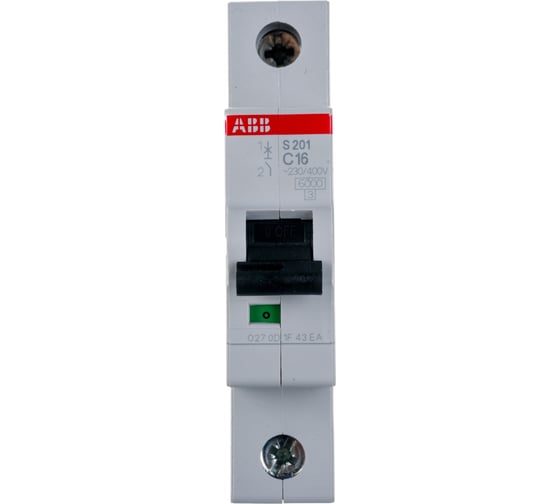 Автоматический модульный выключатель ABB 1п C S201 6кА 16А 2CDS251001R0164