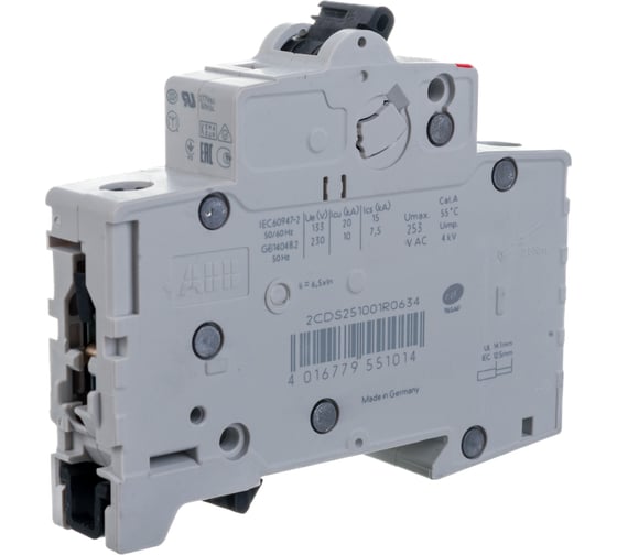 Автоматический модульный выключатель ABB 1п C S201 6кА 63А 2CDS251001R0634