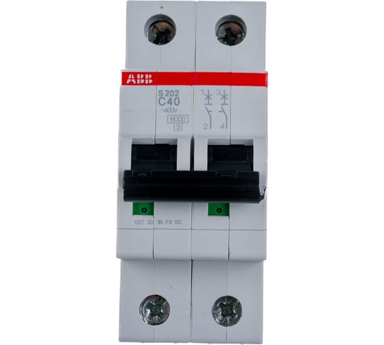 Автоматический модульный выключатель ABB 2п C S202 6кА 40А 2CDS252001R0404