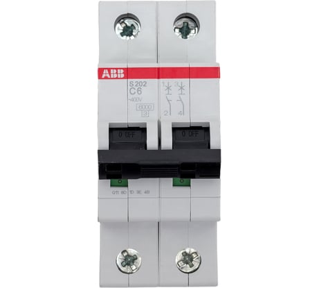 Автоматический модульный выключатель ABB 2п C S202 6кА 6А 2CDS252001R0064