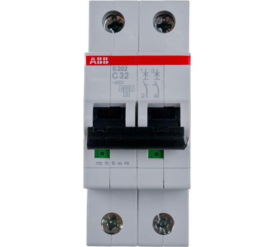 Автоматический модульный выключатель ABB 2п C S202 6кА 32А 2CDS252001R0324