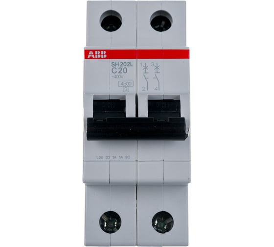 Автоматический модульный выключатель ABB 2п C SH202L 4.5кА 20А 2CDS242001R0204