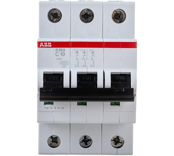 Автоматический модульный выключатель ABB 3п C S203 6кА 10А 2CDS253001R0104