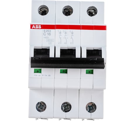 Автомат модульный ABB 3п C S203 6кА 16А 2CDS253001R0164