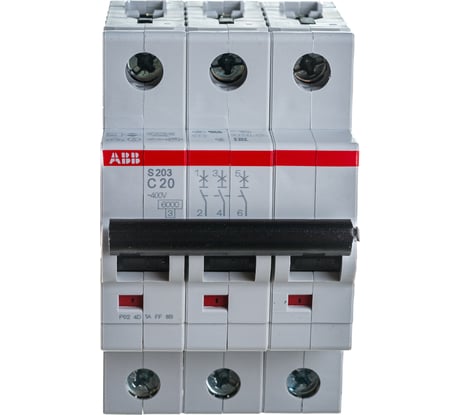Автоматический модульный выключатель ABB 3п C S203 6кА 20А 2CDS253001R0204