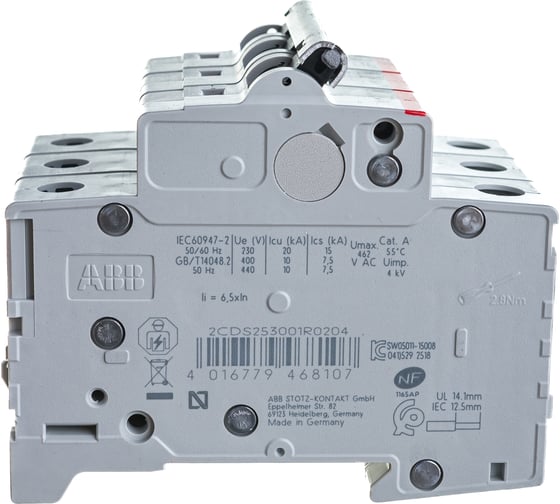 Автоматический модульный выключатель ABB 3п C S203 6кА 20А 2CDS253001R0204