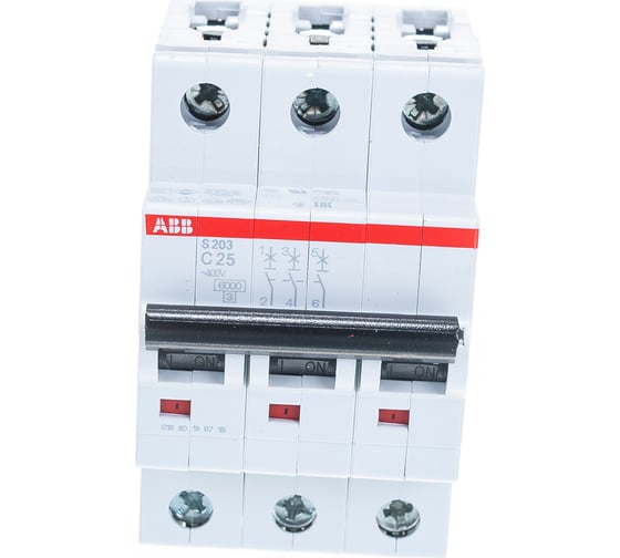 Автоматический модульный выключатель ABB 3п C S203 6кА 25А 2CDS253001R0254