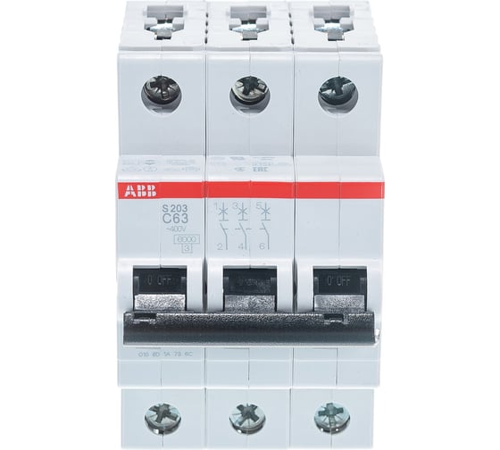 Автоматический модульный выключатель ABB 3п C S203 6кА 63А 2CDS253001R0634