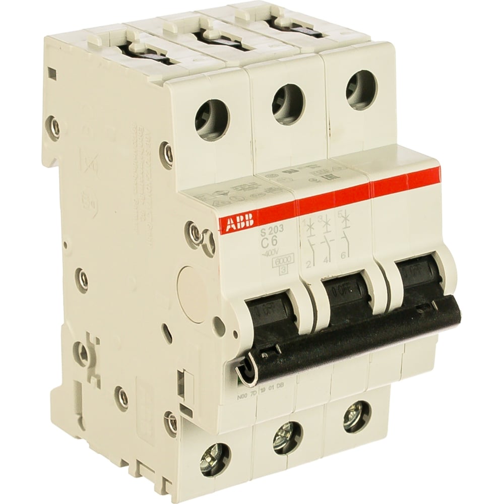 Автоматический модульный выключатель ABB 3п C S203 6кА 6А ...