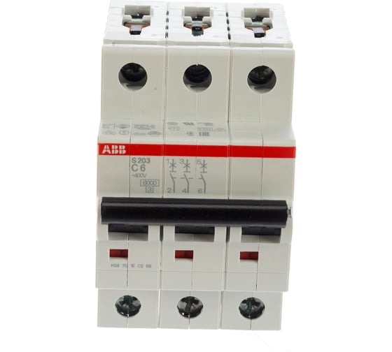 Автоматический модульный выключатель ABB 3п C S203 6кА 6А 2CDS253001R0064