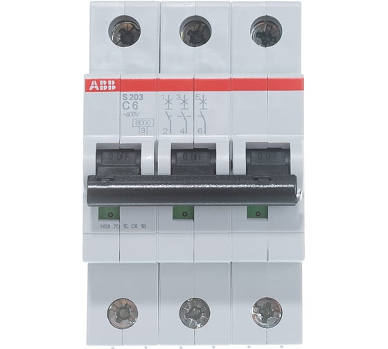 Автоматический модульный выключатель ABB 3п C S203 6кА 6А 2CDS253001R0064