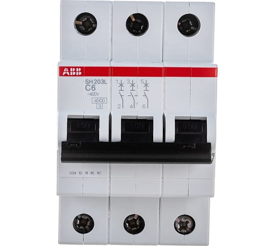 Автоматический модульный выключатель ABB 3п C SH203L 4.5кА 6А 2CDS243001R0064