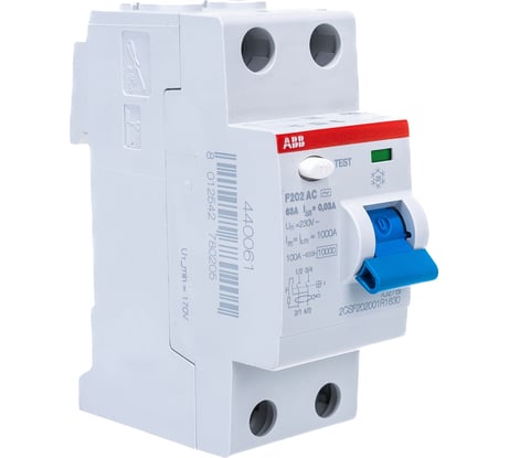 Выключатель дифференциального тока ABB 2п 63A 30mA тип AC F202 2CSF202001R1630
