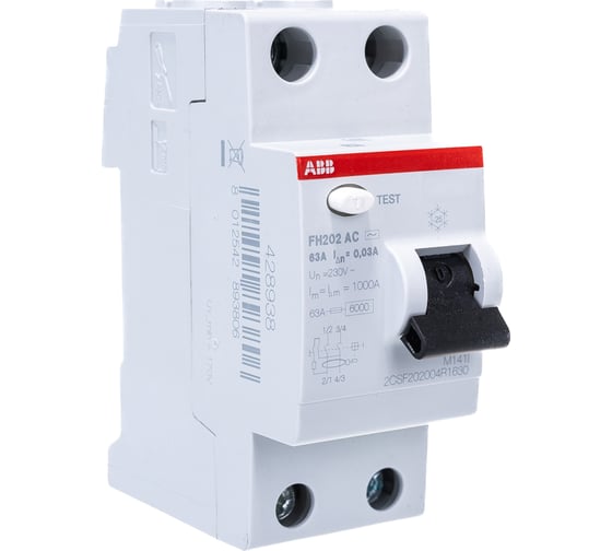 Выключатель диффиренциального тока ABB 2п 63A 30mA тип AC FH202 2CSF202002R1630