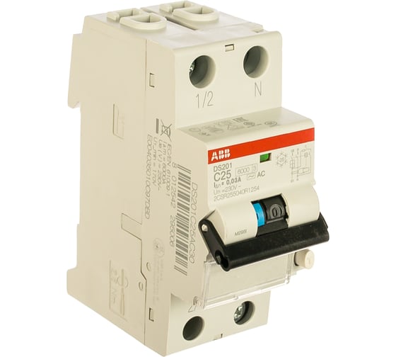 Дифавтомат DS201 ABB 1п+N C 30mA AC 6kA 25A 2CSR255040R1254 1