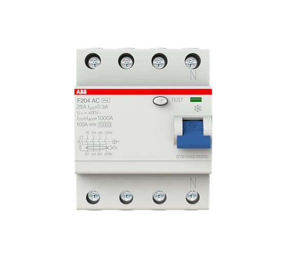 Выключатель дифференциального тока ABB 4п 25A 300mA тип AC F204 2CSF204001R3250