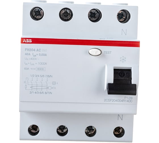 Выключатель диффиренциального тока ABB 4п 40A 30mA тип AC FH204 2CSF204002R1400