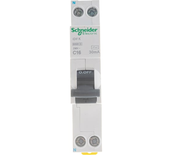 Дифавтомат Systeme Electric Acti 9 iDif K 2п C 16A 30мА AC 6кА A9D63616