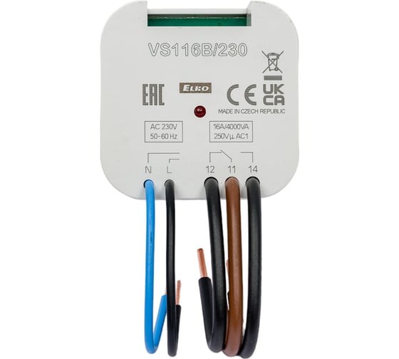 Вспомогательное реле ELKO EP VS116B/230 AC 230V (L-N), переключение 1x16A (AgSnO2), монтаж MINI BOX, 50-60Hz НФ-00000032