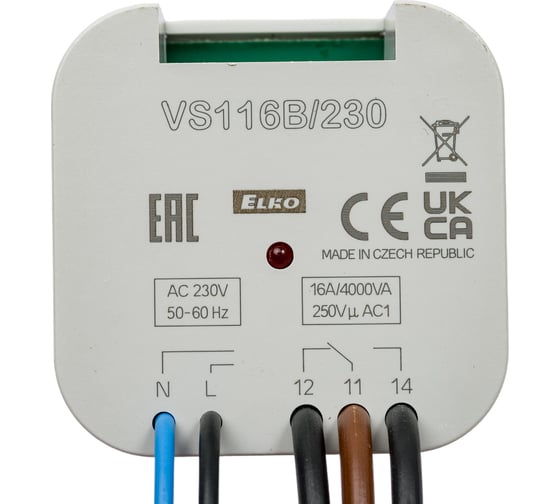Вспомогательное реле ELKO EP VS116B/230 AC 230V (L-N), переключение 1x16A (AgSnO2), монтаж MINI BOX, 50-60Hz НФ-00000032