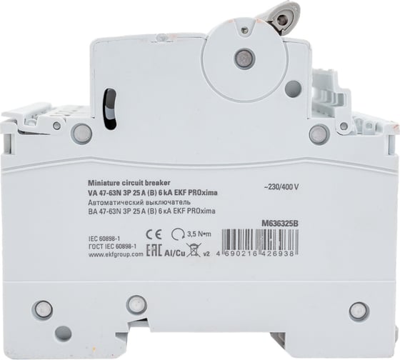 Автоматический выключатель EKF 3P 25А (B) 6кА ВА 47-63N PROxima M636325B