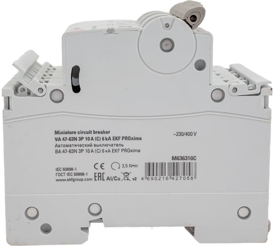 Автоматический выключатель EKF 3P 10А (C) 6кА ВА 47-63N PROxima M636310C