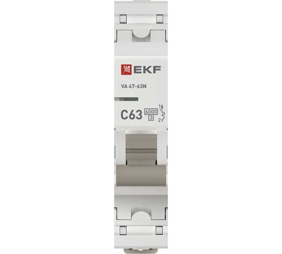 Автоматический выключатель EKF 1P 63А (C) 6кА ВА 47-63N PROxima M636163C