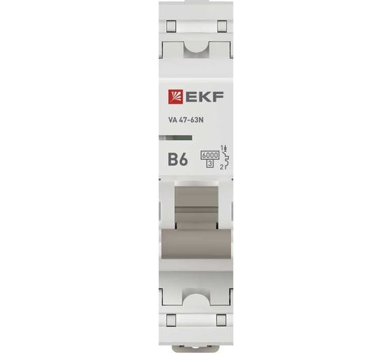 Автоматический выключатель EKF 1P 6А (B) 6кА ВА 47-63N PROxima M636106B
