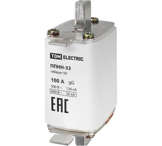 Плавкая вставка предохранителя ППНН-33 TDM ELECTRIC габарит 00 100А SQ0713-0008