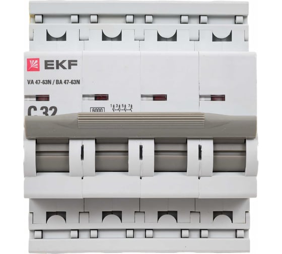 Автоматический выключатель EKF 4P 32А (C) 6кА ВА 47-63N PROxima M636432C