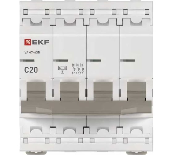 Автоматический выключатель EKF 4P 20А (C) 6кА ВА 47-63N PROxima M636420C