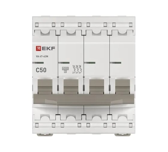 Автоматический выключатель EKF 4P 50А (C) 6кА ВА 47-63N PROxima M636450C