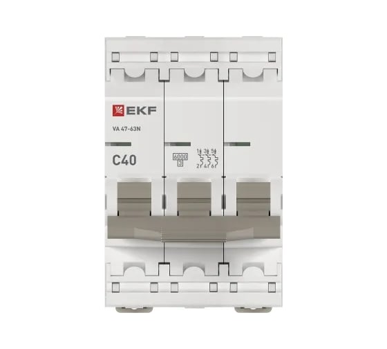 Автоматический выключатель EKF 3P 40А (C) 6кА ВА 47-63N PROxima M636340C