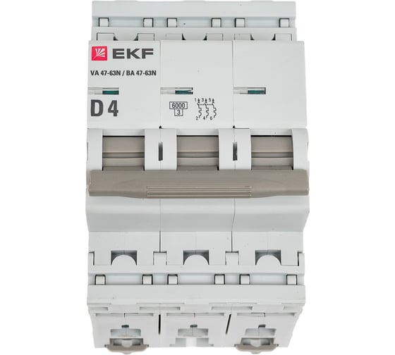 Автоматический выключатель EKF 3P 4А (D) 6кА ВА 47-63N PROxima M636304D 1