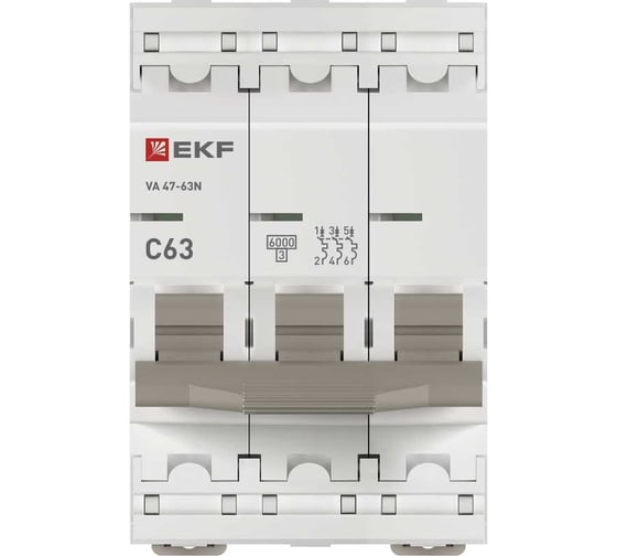 Автоматический выключатель EKF 3P 63А (C) 6кА ВА 47-63N PROxima M636363C