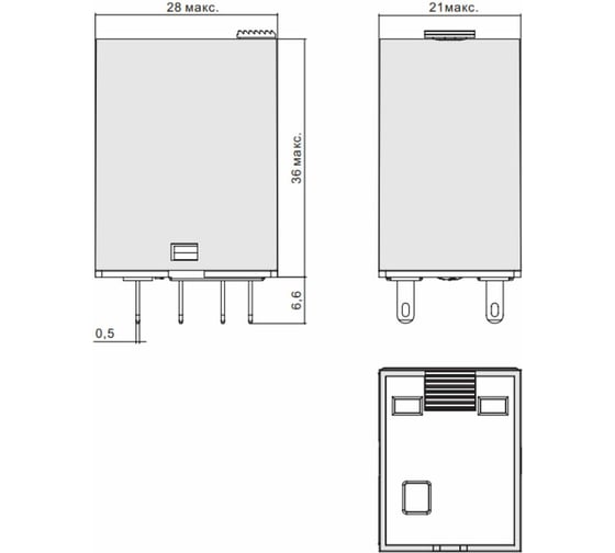 Реле Shenler 2c 220v dc + светодиод + тест-кнопка RKE2CO220LT