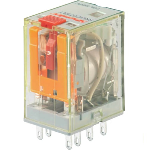 Реле Shenler 2c 220v dc + светодиод + тест-кнопка RKE2CO220LT