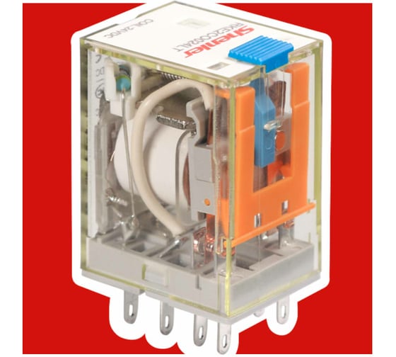Реле Shenler 2c 24v dc + светодиод + тест-кнопка RKE2CO024LT