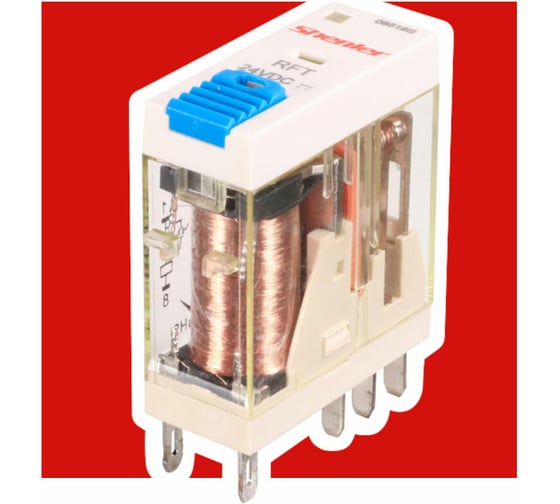 Реле Shenler 2c 24v dc + светодиод + тест-кнопка RFT2CO024LT