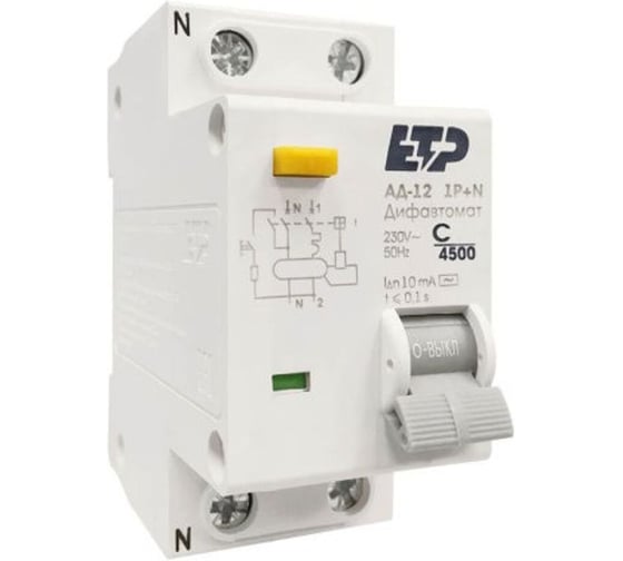 Дифференциальный автомат ETP 1P+N 16А тип АС 10 мА 4,5 кА 19003 1