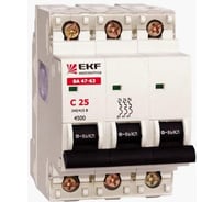 Автоматический модульный выключатель EKF 3п C 10А ВА 47-63 PROxima mcb4763-3-10C-pro