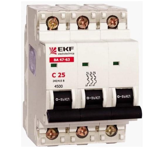 Модульный автомат EKF 3п C 50А ВА 47-63 PROxima mcb4763-3-50C-pro