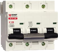 Автоматический модульный выключатель EKF 3п D 100А ВА 47-100 10кА mcb47100-3-100D 50601