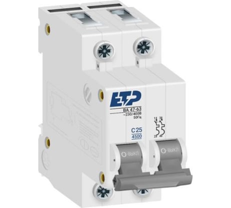 Автоматический выключатель ETP 2P 25А тип C 4,5 кА ЕТР 11221