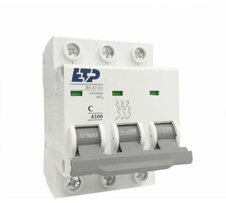 Автоматический выключатель ETP 3P 50А тип C 4,5 кА 11327