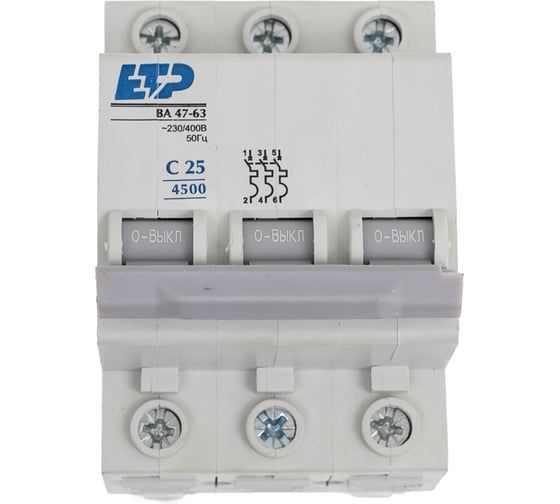 Автоматический выключатель ETP 3P 25А тип C 4,5 кА ЕТР 11321 1
