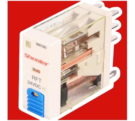 Реле Shenler 2c 24v dc + светодиод + тест-кнопка + диод RFT2CO024LTD