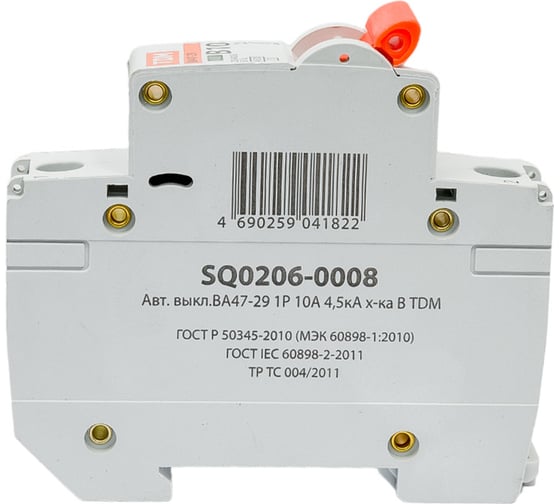 Автоматический выключатель ВА47-29 (1Р; 10 А; 4.5 кА; В) TDM SQ0206-0008