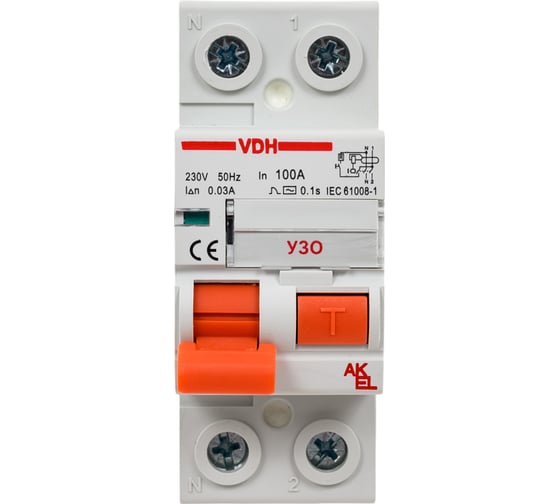 УЗО Akel-VDH-2P-100A-30mA-ТипAC 400663