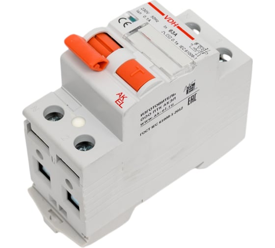 УЗО Akel-VDH-2P-63A-100mA-ТипAC 400658